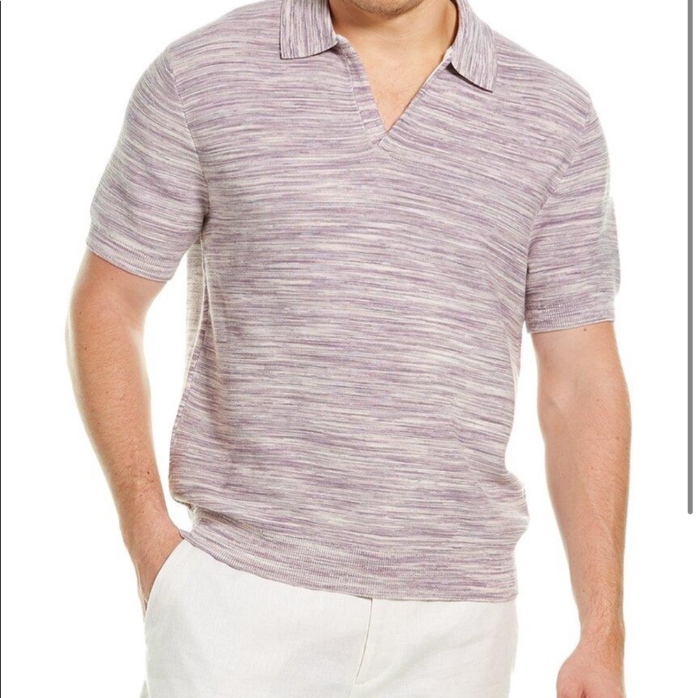 Club Monaco Johnny Collar Violet Short Sleeve Sweater Shirt NWT $140